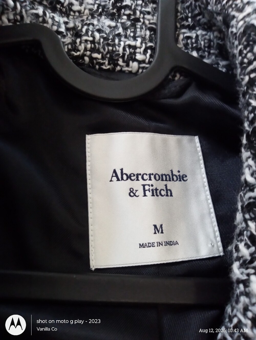 Abercrombie & Fitch Tweed Blazer Jacket Long Sleeve Black White Medium - Picture 4 of 10